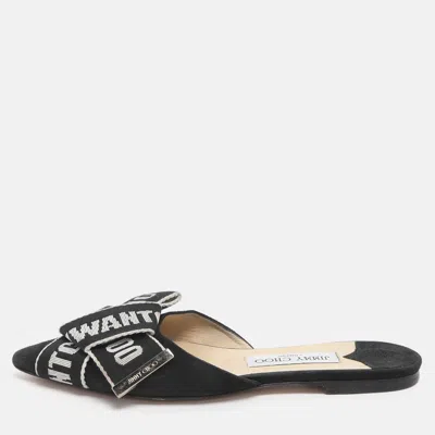 Pre-owned Jimmy Choo Gretchen Size 36 Black Fabric And Suede Mules
