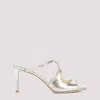 JIMMY CHOO GREY CHAMPAGNE LEATHER ANISE 75 SANDALS