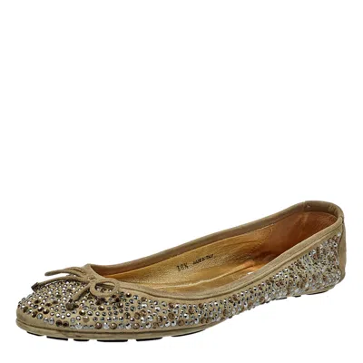 Pre-owned Jimmy Choo Grey Crystal Embellished Suede Weber Ballet Flats Size 38.5