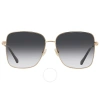 Jimmy Choo Grey Gradient Square Ladies Sunglasses Hester/s 02m2/9o 54 In Black / Gold / Grey