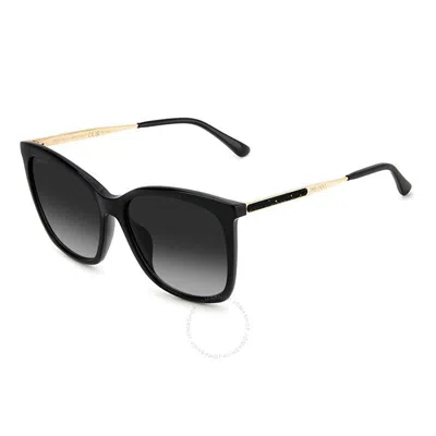 Jimmy Choo Grey Gradient Square Ladies Sunglasses Nerea/g/s 0807/9o 57 In Black