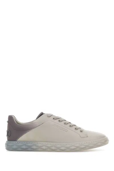Jimmy Choo Grey Leather Diamond Sneakers