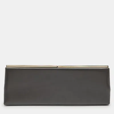 Jimmy Choo Grey Leather Frame Clutch In Gray