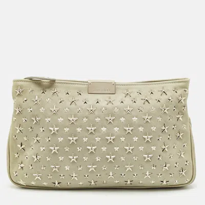 Pre-owned Jimmy Choo Grey Leather Star Studded Zulu Clutch