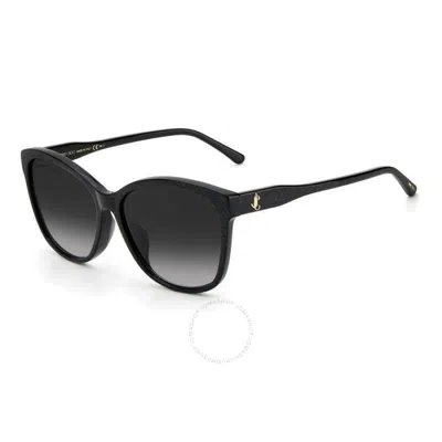 Jimmy Choo Grey Shaded Butterfly Ladies Sunglasses Lidie/f/sk 0807/9o 59 In Black