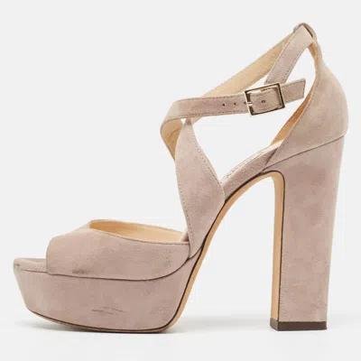 Pre-owned Jimmy Choo Grey Suede April Platform Sandals Size 36