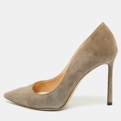 Pre-owned Jimmy Choo Grey Suede Romy Pumps Size 35.5