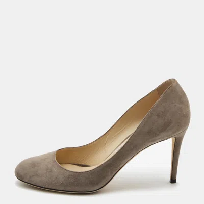 Pre-owned Jimmy Choo Grey Suede Round Toe Pumps Size 38