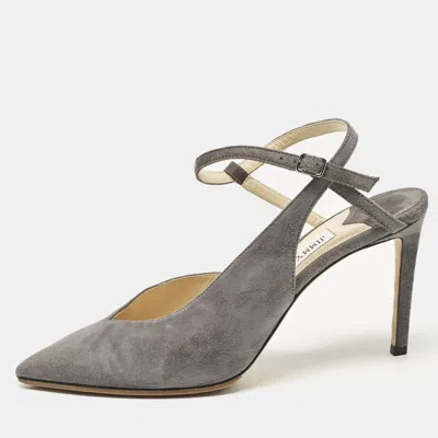 Pre-owned Jimmy Choo Grey Suede Slingback Pumps Size 39