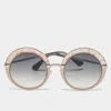 JIMMY CHOO GREY/PEACH GRADIENT GOTHA/S ROUND SUNGLASSES