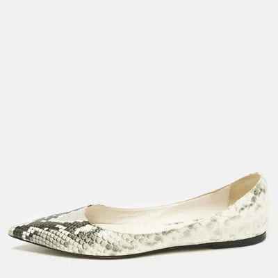 Pre-owned Jimmy Choo Grey/white Python Embossed Leather Romy Ballet Flats Size 39.5