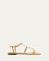 Jimmy Choo Gwyn Canvas Flat Sandals In Brown