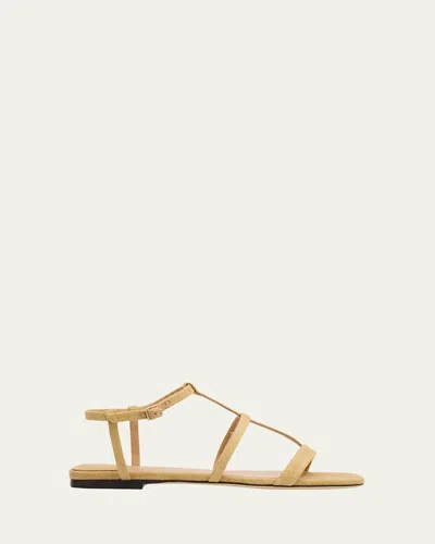 Jimmy Choo Gwyn Canvas Flat Sandals In Brown