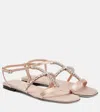 Jimmy Choo Gwyn Crystal-embellished Leather Sandals In Neutral