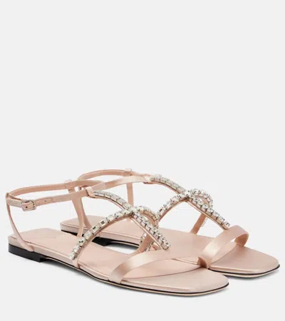 Jimmy Choo Gwyn Crystal-embellished Leather Sandals In Neutral