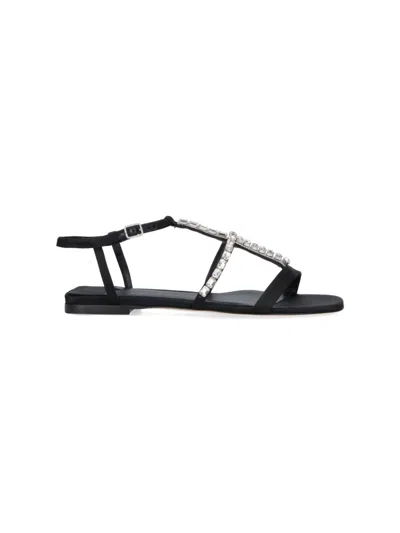 Jimmy Choo "gwyn" Crystal Sandals Black