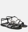 Jimmy Choo Embellished T-bar Heel Strap Sandals In Black