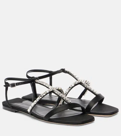 JIMMY CHOO GWYN EMBELLISHED SATIN SANDALS