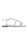 Jimmy Choo Gwyn Metallic Leather Flat Sandals In Multi