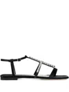 Jimmy Choo Embellished T-bar Heel Strap Sandals In Black