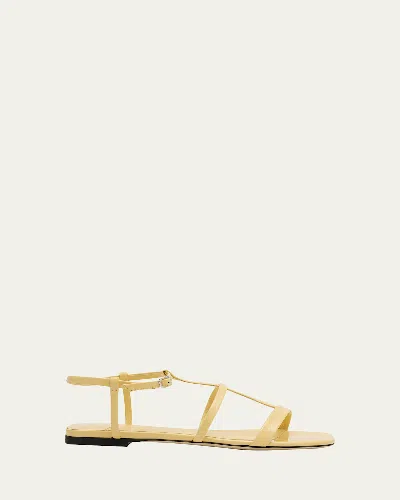 Jimmy Choo Gwyn Leather Flat Sandals In Yellow