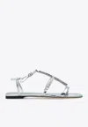 Jimmy Choo Gwyn Metallic Leather Flat Sandals In Multi
