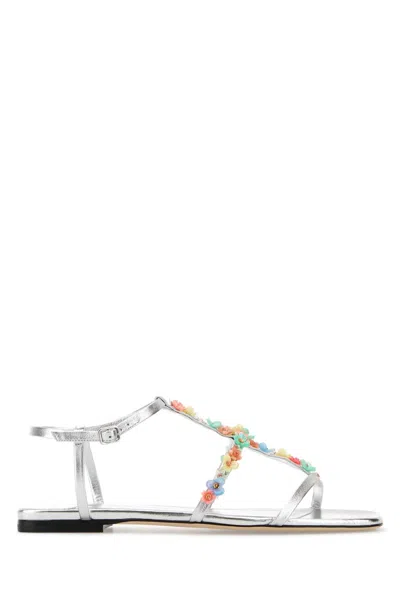 Jimmy Choo Daisy Sandals In Silver Nappa Leather In Metallic