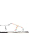 Jimmy Choo Gwyn Bead-embellished Metallic Leather Sandals