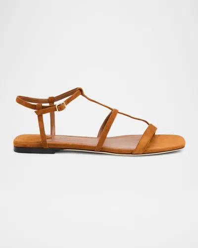 Jimmy Choo Gwynn Flat Suede Sandals In Brown