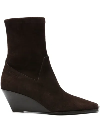 Jimmy Choo Hadley Suede-wedge Boots In Brown