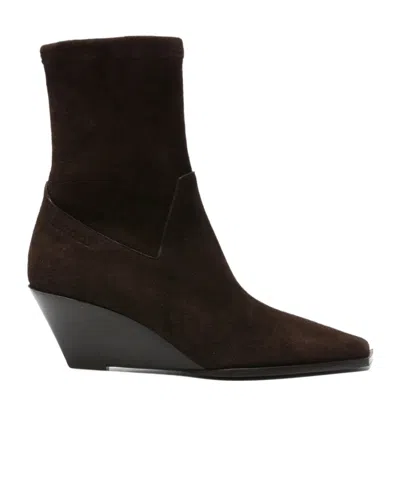 Jimmy Choo Hadley Suede-wedge Boots In Brown