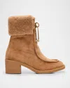 Jimmy Choo Hali 60 Suede Shearling-collar Ankle Boots In Multi