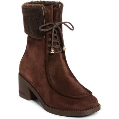 Jimmy Choo Hali Genuine Shearling Lined Bootie In Brown