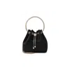 Jimmy Choo Bonbon Handbag With Drawstring Closure And Circular Metal Handle In Black