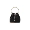 Jimmy Choo Bonbon Handbag With Drawstring Closure And Circular Metal Handle In Black