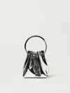 Jimmy Choo Structured Metallic Bucket Bag With Circular Handles In Silver