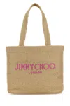 Jimmy Choo E/w Raffia Beach Tote Bag In Gold