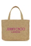 Jimmy Choo Gold Rafia Mini Beach Shopping Bag In Gold