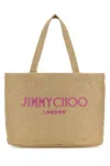 Jimmy Choo Gold Rafia Mini Beach Shopping Bag In Gold
