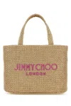 Jimmy Choo Gold Rafia Mini Beach Shopping Bag In Gold