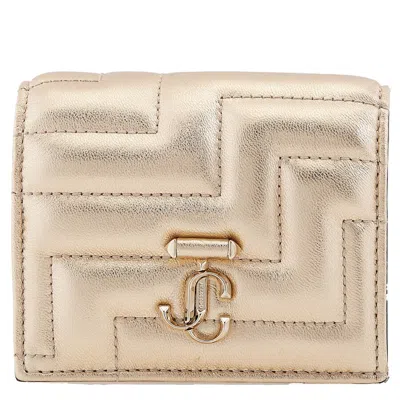 Jimmy Choo Hanne Jc Emblem Leather Wallet In Gold