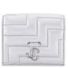 Jimmy Choo Hanne Jc Emblem Leather Wallet In Silver Tone