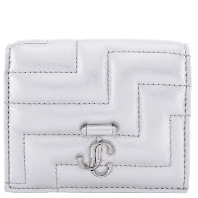 Jimmy Choo Hanne Jc Emblem Leather Wallet In Silver Tone
