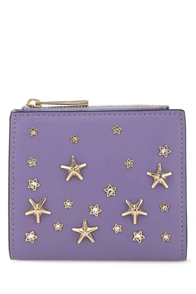 Jimmy Choo Lilac Leather Hanno Wallet In Tanzanitelightgold
