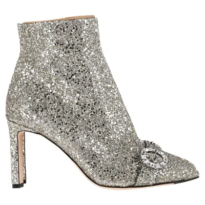 Jimmy Choo Hanover Chai Ankle Boots In Silver Glitter
