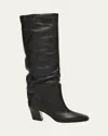 Jimmy Choo Hart 60 Slouch Leather Knee-high Boots In Black