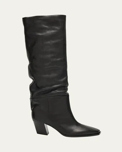 Jimmy Choo Hart 60 Slouch Leather Knee-high Boots In Black