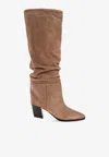 Jimmy Choo Hart Stitch 60 Suede Knee-high Boot In Brown