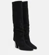 Jimmy Choo Hart 85 Suede Knee-high Boots In Black