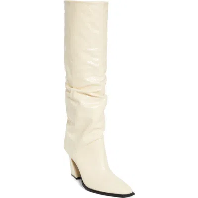 Jimmy Choo Hart Snakeskin Embossed Knee High Boot In White